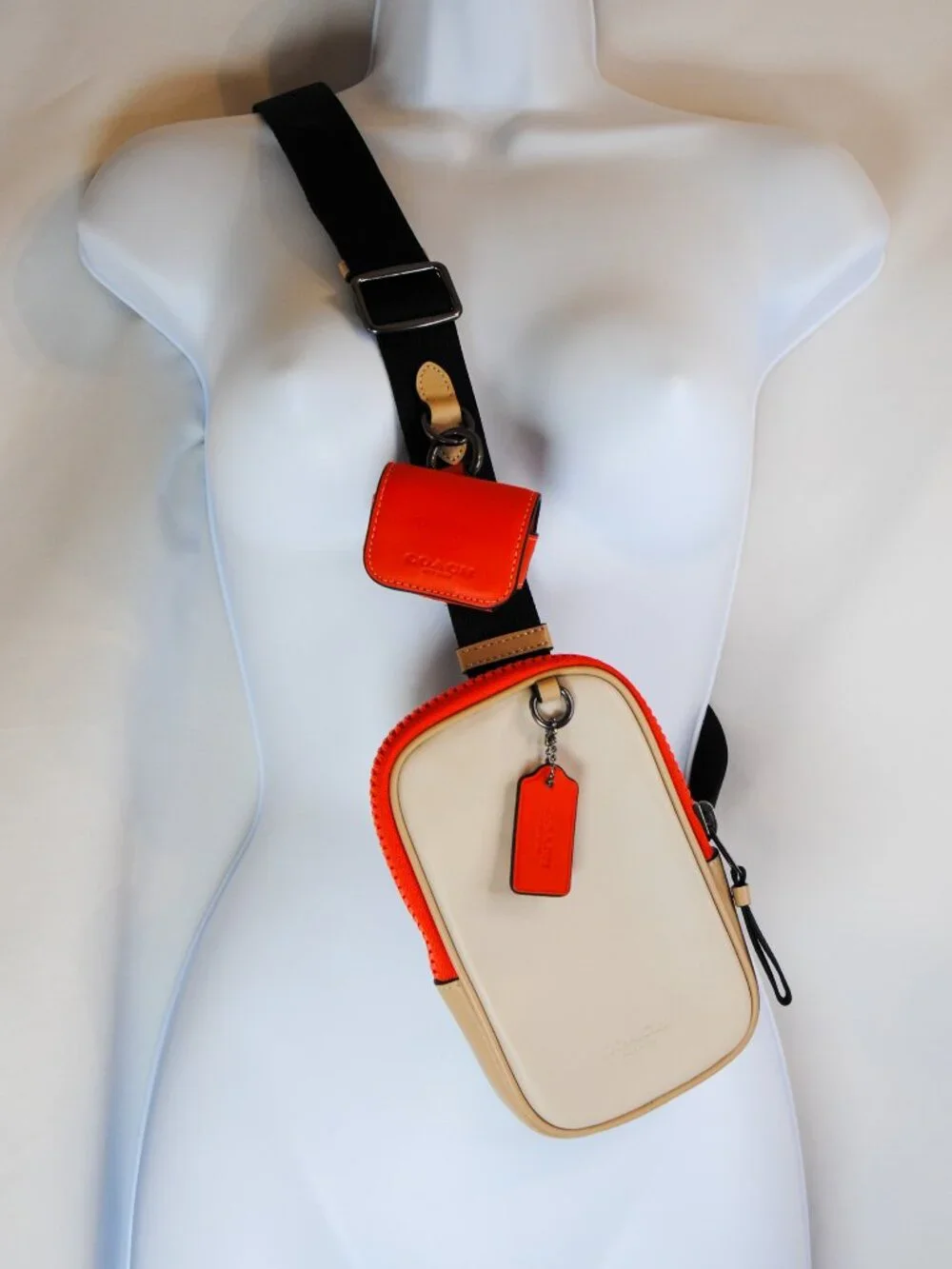 Coach cross body leather bag with holder